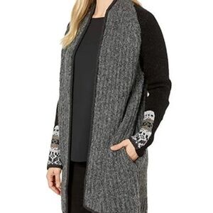 SMARTWOOL Chup Speren Wrap Sweater Open Front Cardigan Womens Small Gray/Black